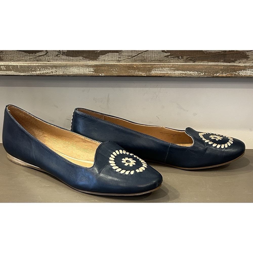 Jack Rogers Rebecca Blue Leather Pinwheel Navajo Flats‎ Shoes Size 9.5M - Picture 2 of 8